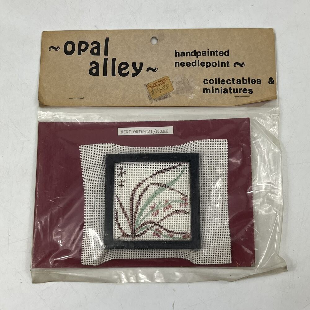 Vintage Opal Alley Handpainted Needlepoint Kit Mini Oriental Floral Frame NIP